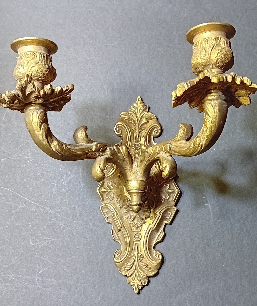 Paire d'Appliques De Style Louis XV En Bronze Doré-photo-2