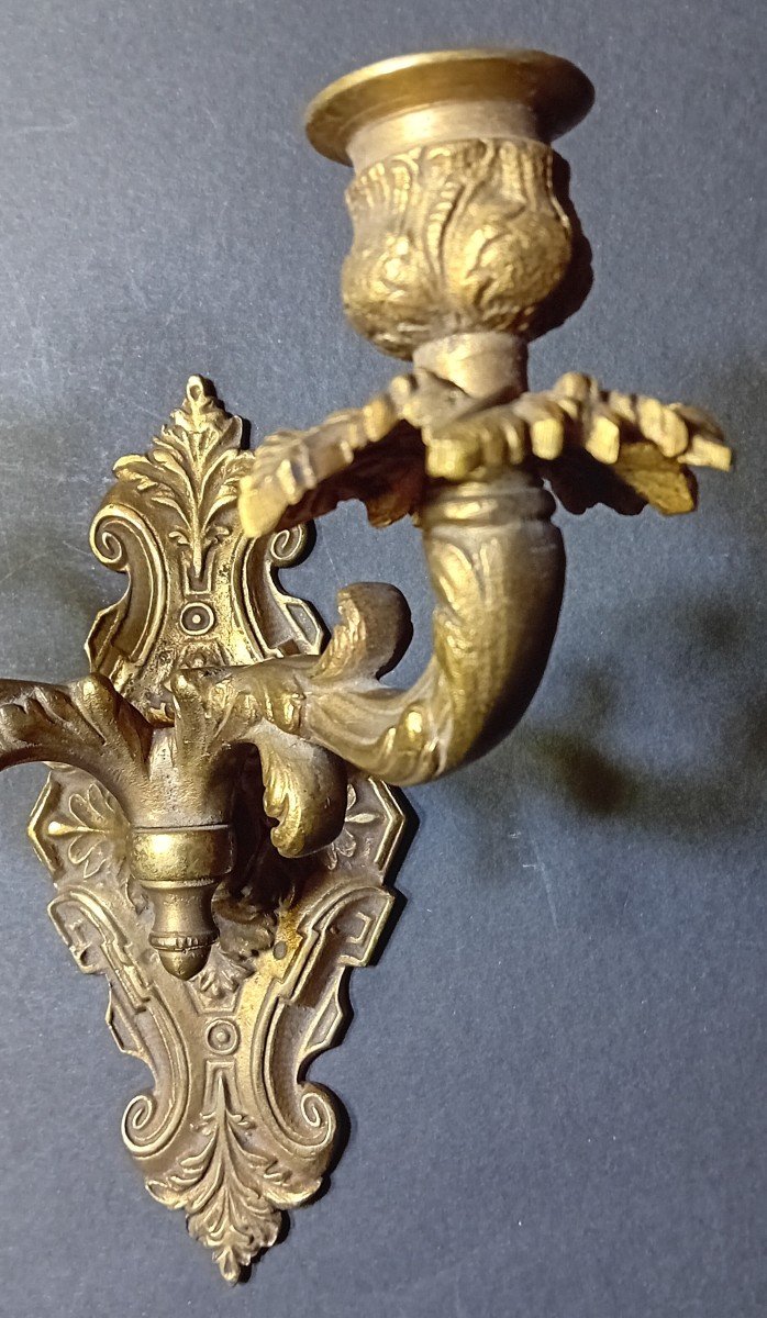 Paire d'Appliques De Style Louis XV En Bronze Doré-photo-4