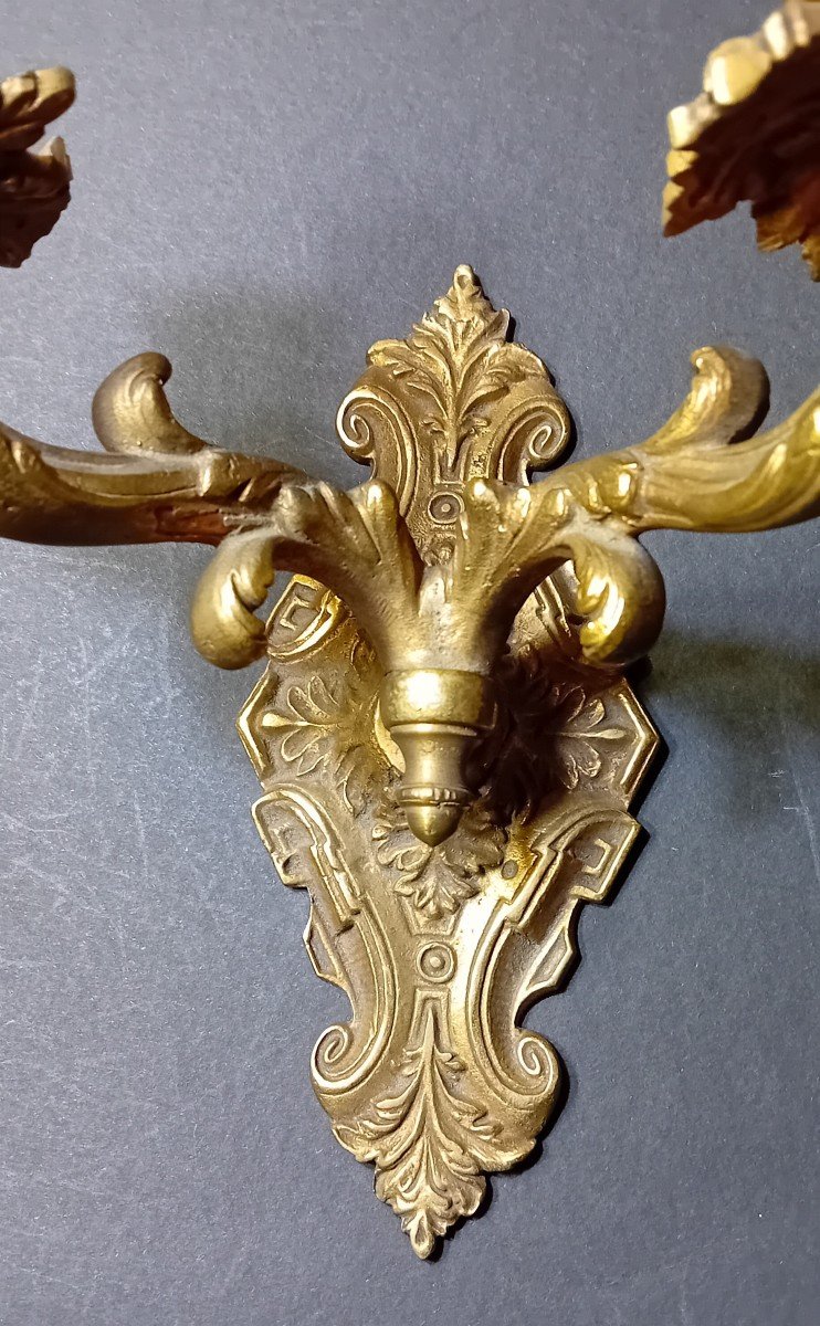 Paire d'Appliques De Style Louis XV En Bronze Doré-photo-1