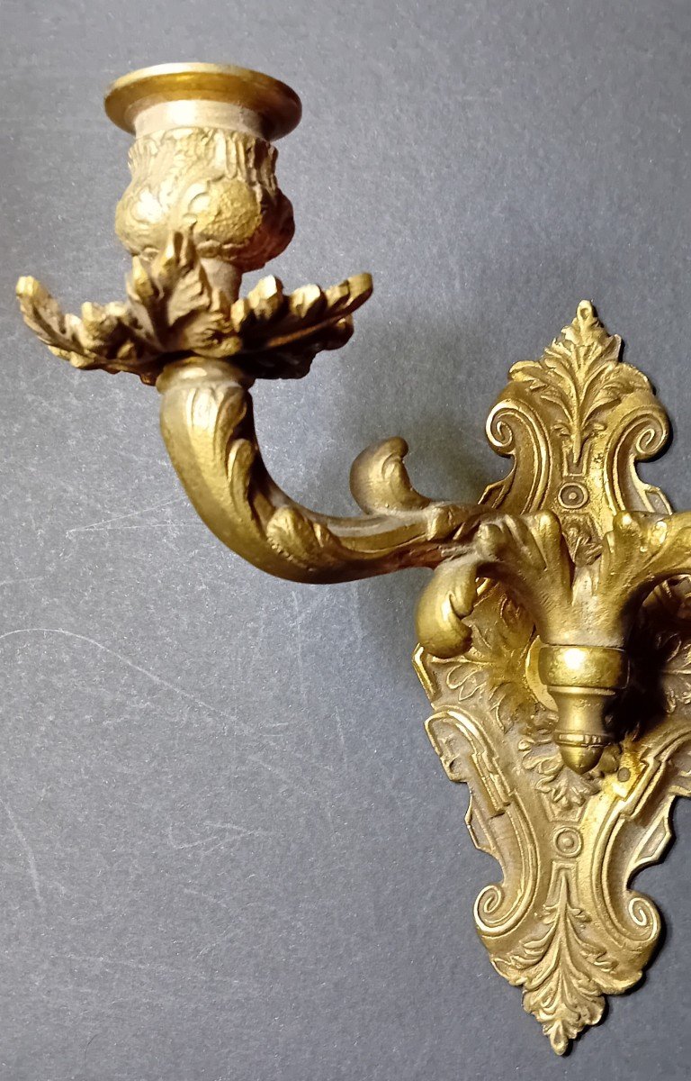 Paire d'Appliques De Style Louis XV En Bronze Doré-photo-2