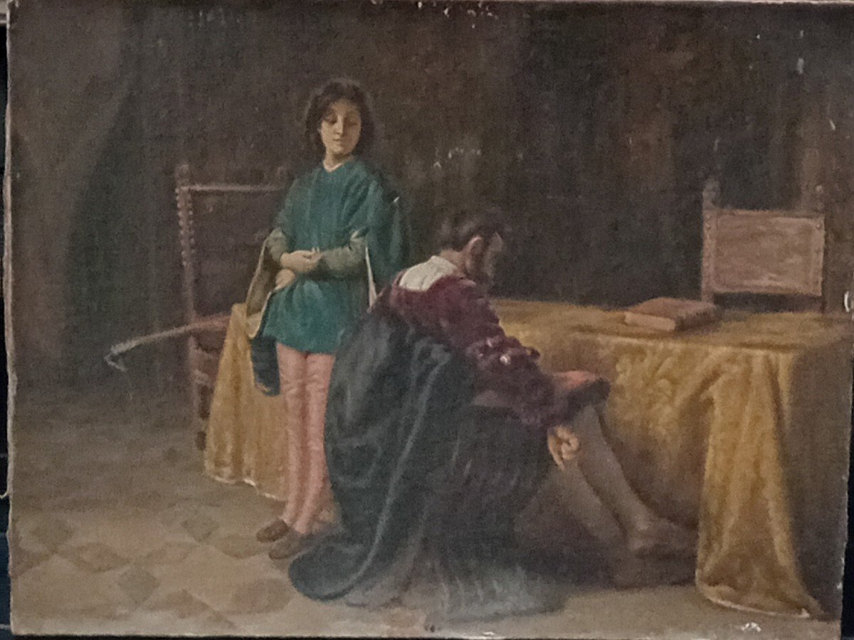 Peinture à l'Huile Sur Toile, école Italienne Du 19ème Siècle-photo-4