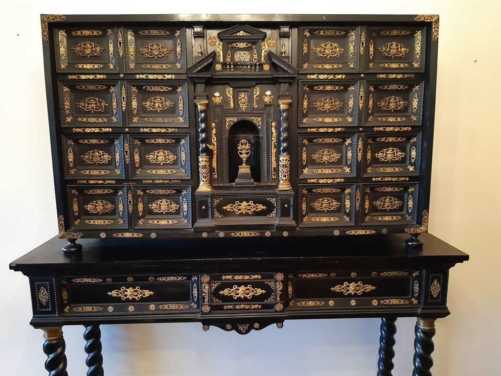 Italian Ebony And Ebonized Cabinet With Gilt Bronze Decoration, 17th Century