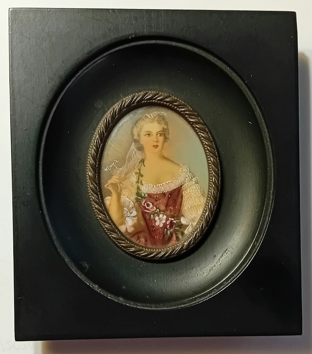 Ravissante Miniature d'Une Dame De La Fin Du 19ème Siècle-photo-2