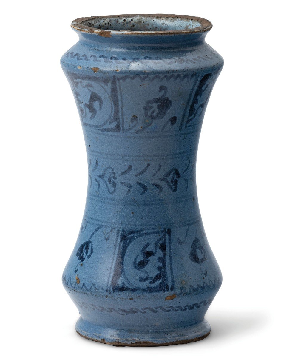 Vase Antique En Majolique Albarello Caltagirone Fin Des Années 1600