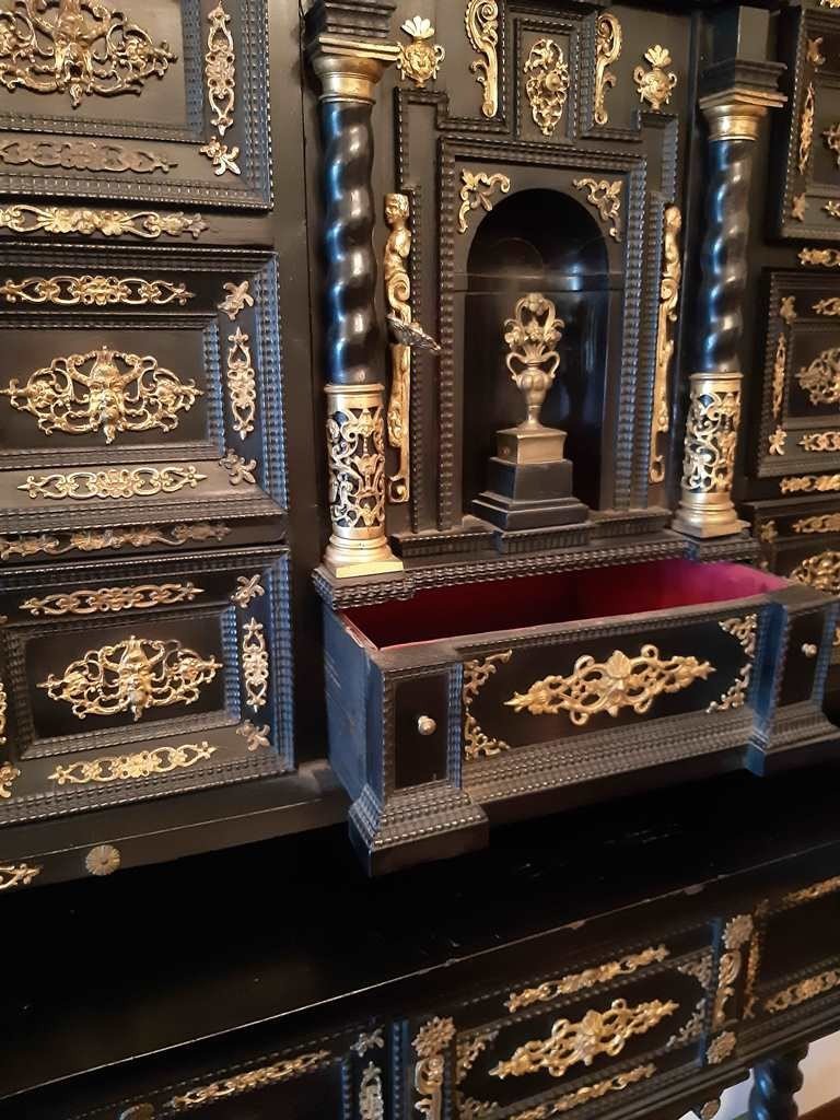 Important Cabinet, Ebonized Wood And Gilded Bronzes,17th Century-photo-2