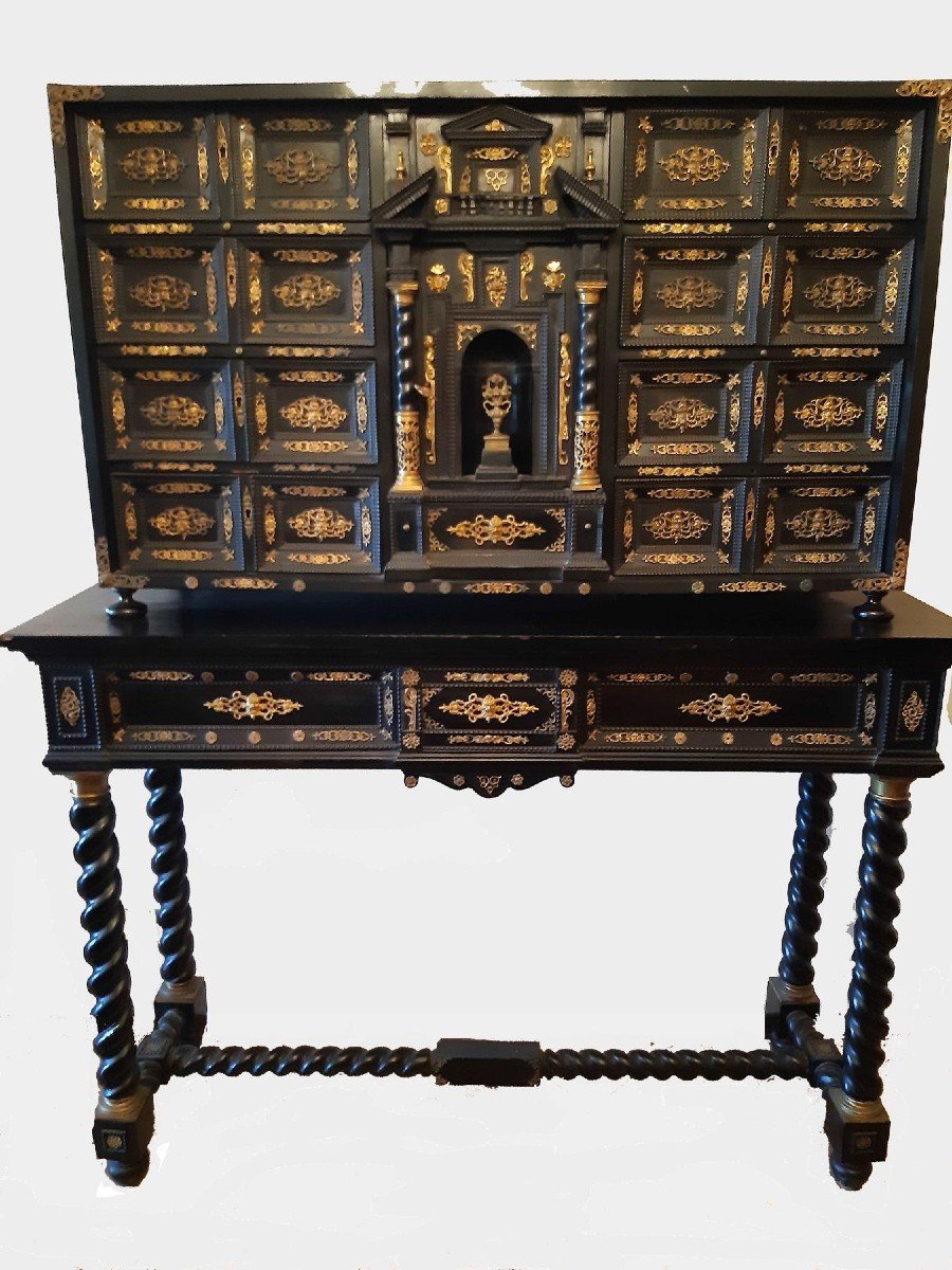 Important Cabinet, Ebonized Wood And Gilded Bronzes,17th Century-photo-4