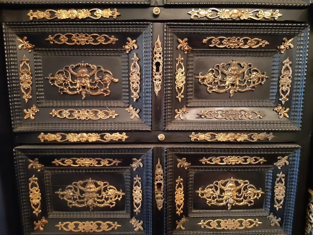 Important Cabinet, Ebonized Wood And Gilded Bronzes,17th Century-photo-2