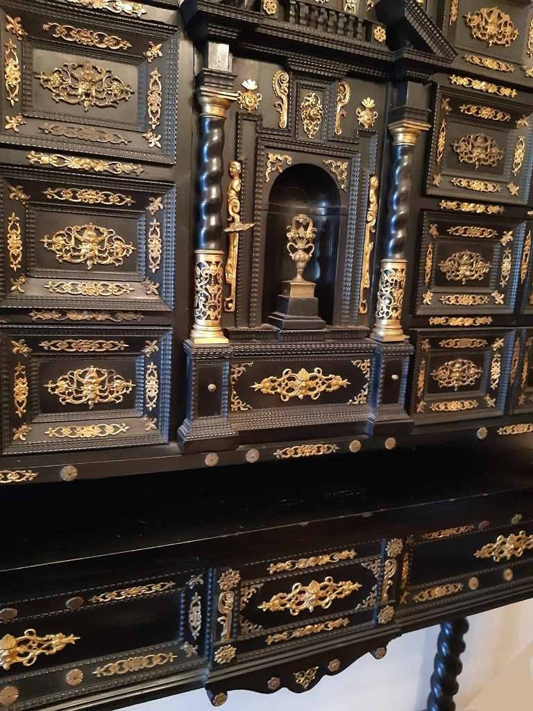 Important Cabinet, Ebonized Wood And Gilded Bronzes,17th Century