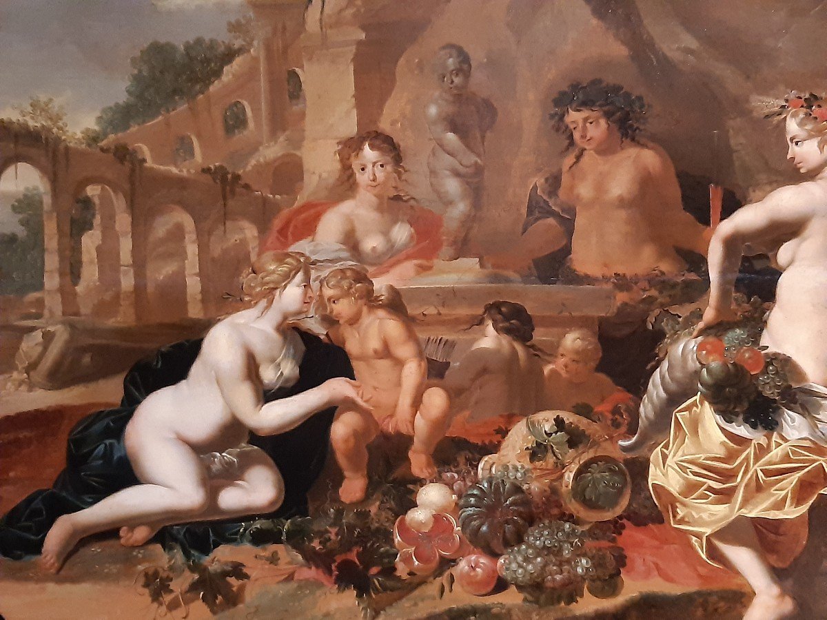 Neoclassical Oil Painting On Panel "bacchanal"