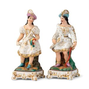 Pair Of French Porcelain Perfume Bottles 