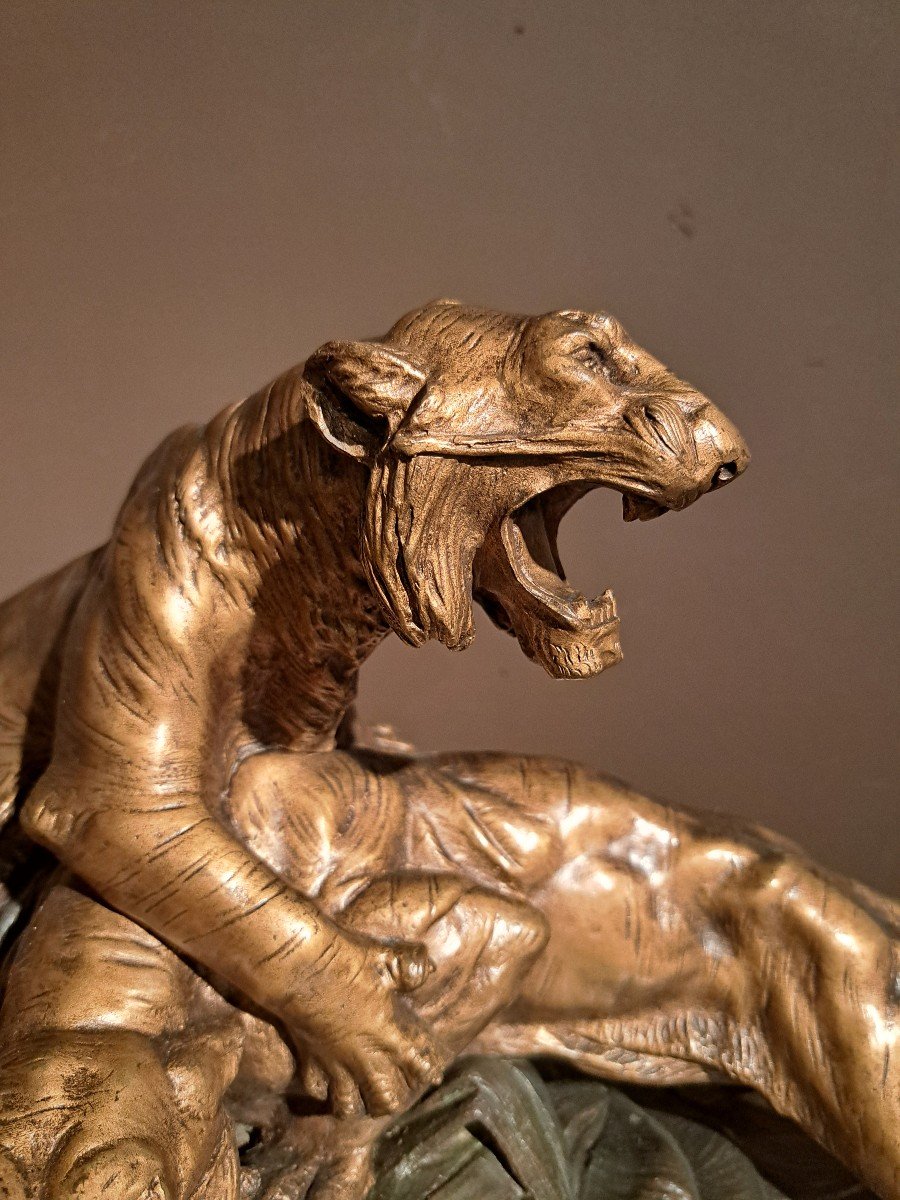 Bronze "fighting Tigers"-photo-3