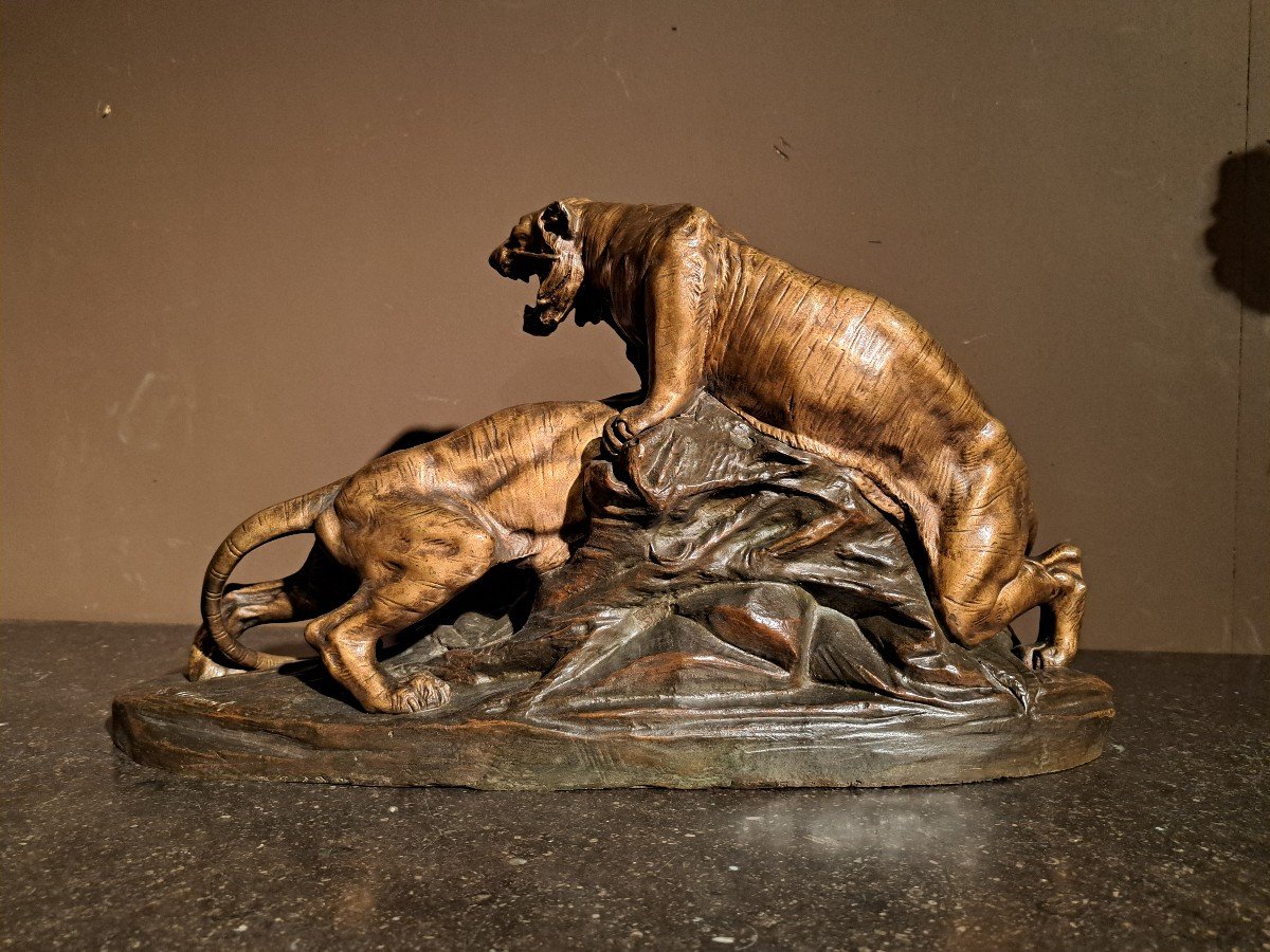 Bronze "fighting Tigers"-photo-2