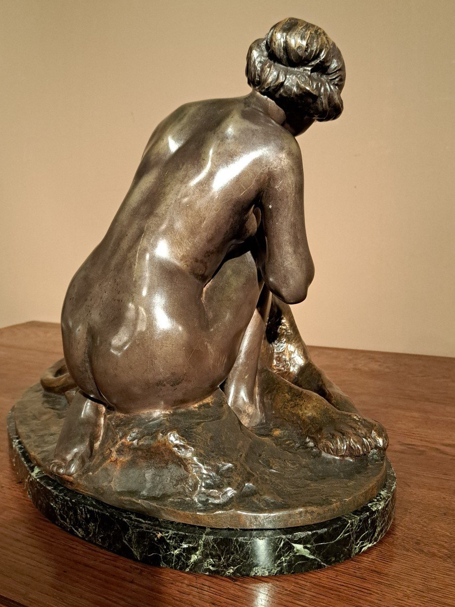 JEAN MAGROU - Bronze Art Déco "Dame à La Panthère"-photo-3