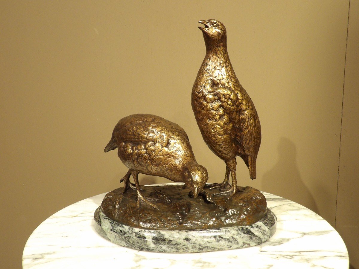 Lienard - Pair Of Bronze Partridges