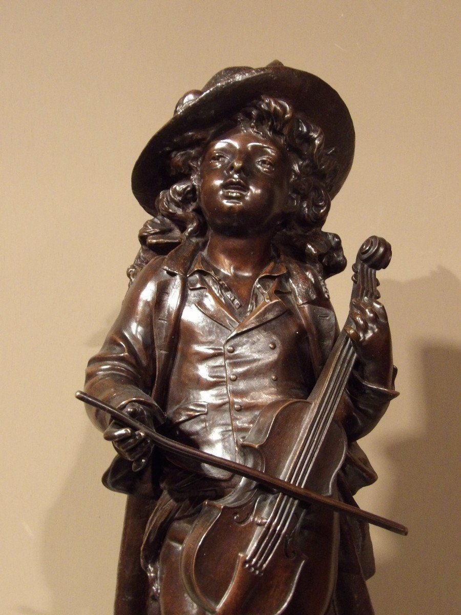 Adolphe Maubach - Bronze Statue Of A Street Musician-photo-2