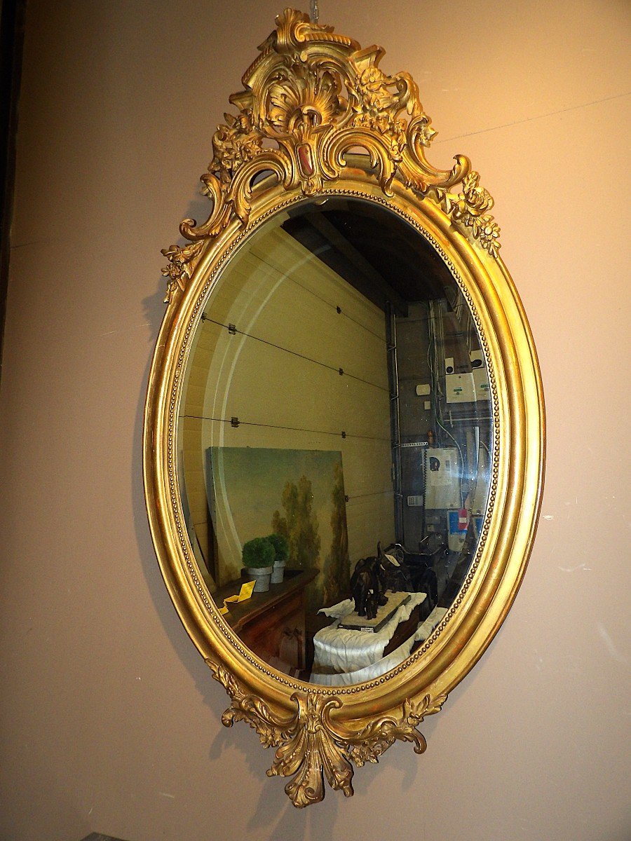 Oval Mirror From The Napoleon III Period-photo-2