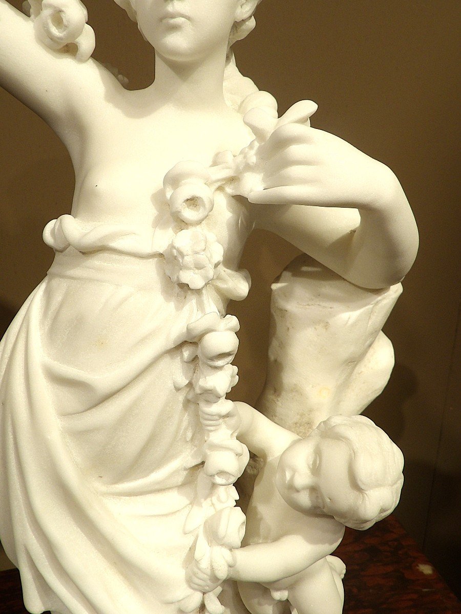 Moreau Hippolyte - Woman With An Angel In Carrara Marble-photo-3