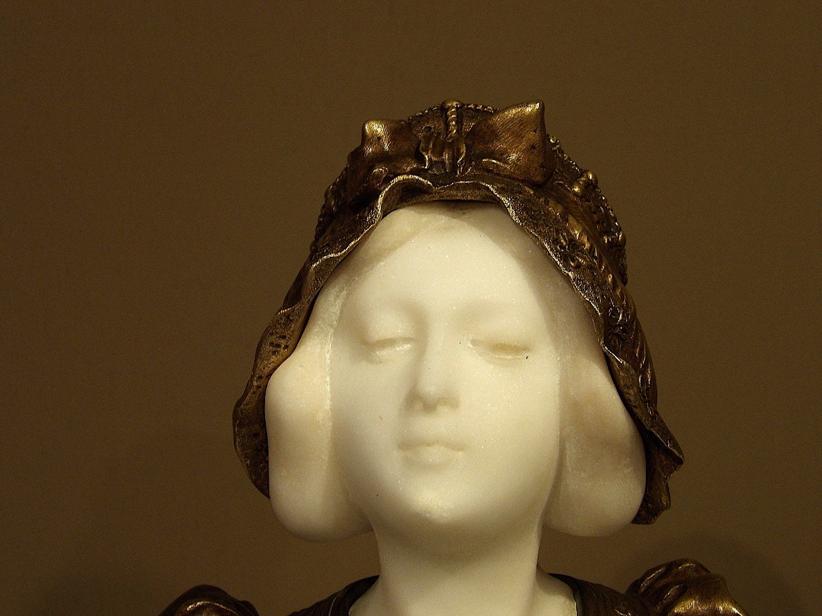 Affortunato Gori - Bust In Gilded Bronze And Carrara Marble-photo-3