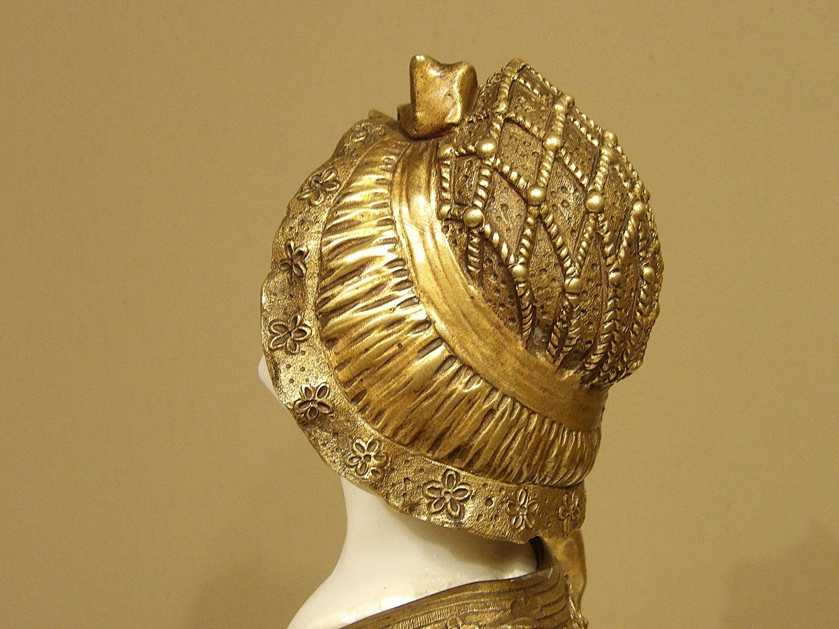 Affortunato Gori - Bust In Gilded Bronze And Carrara Marble-photo-3