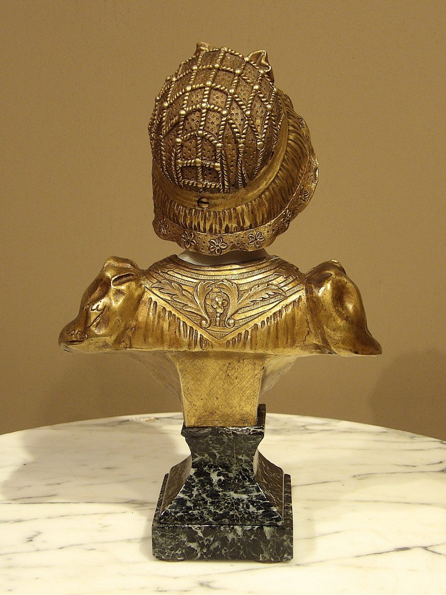 Affortunato Gori - Bust In Gilded Bronze And Carrara Marble-photo-4