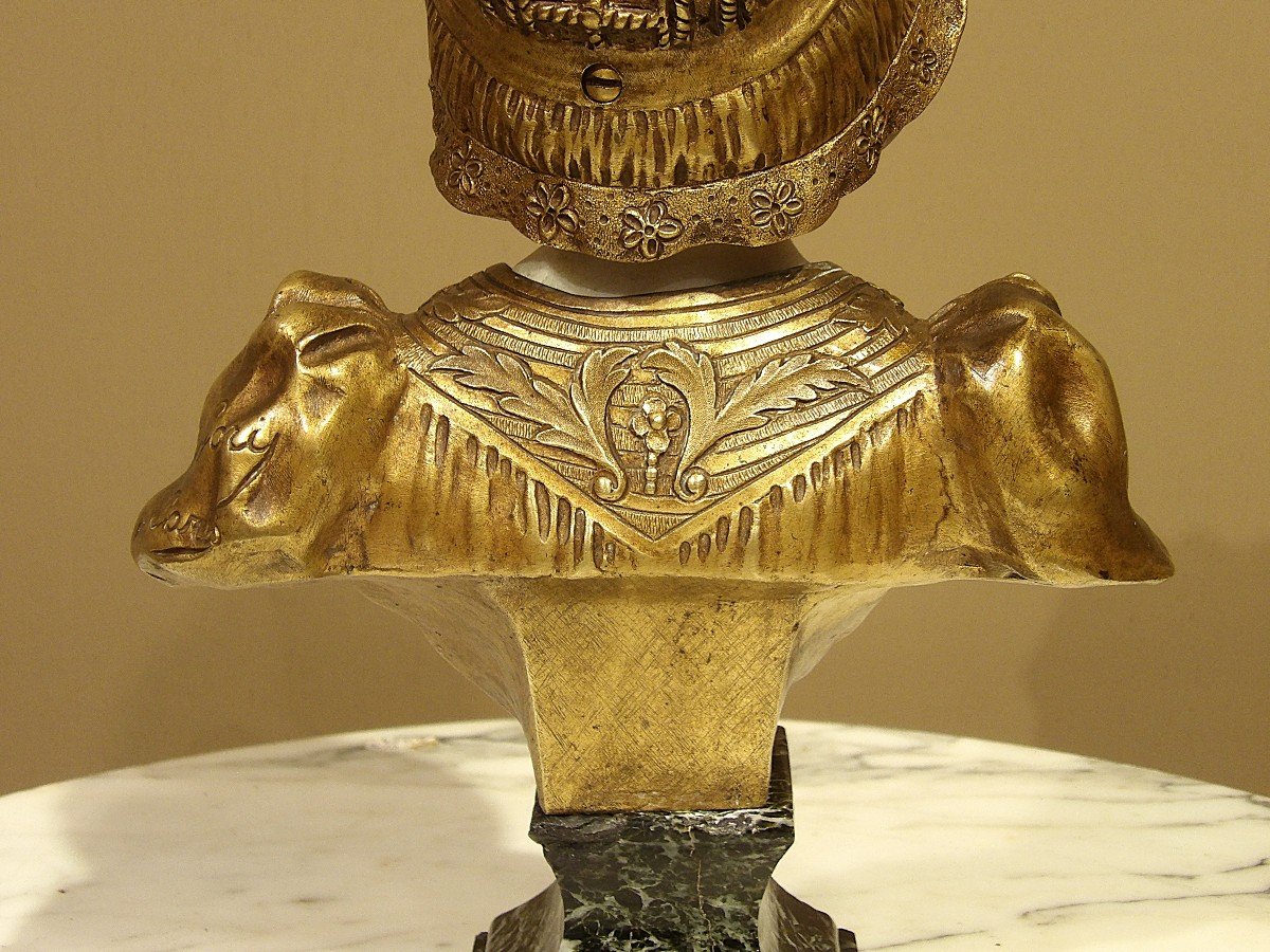 Affortunato Gori - Bust In Gilded Bronze And Carrara Marble-photo-5