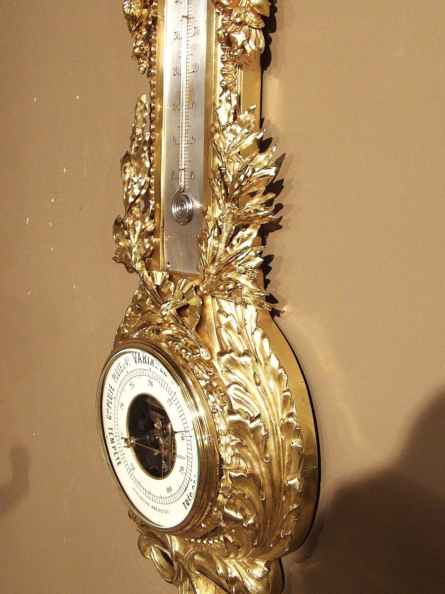 Bronze Barometer/thermometer-photo-3