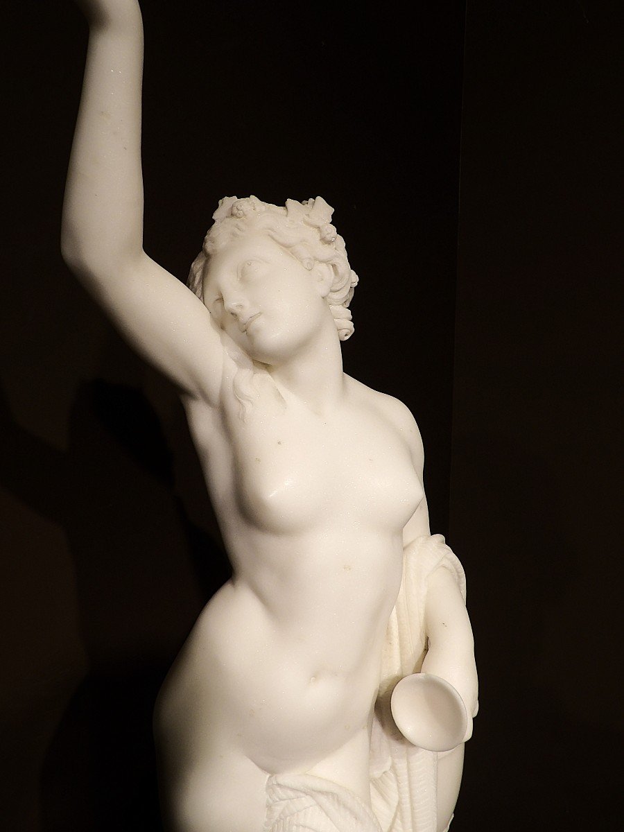 ALFRED JEAN FORETAY - Bacchante en marbre de Carrare-photo-2