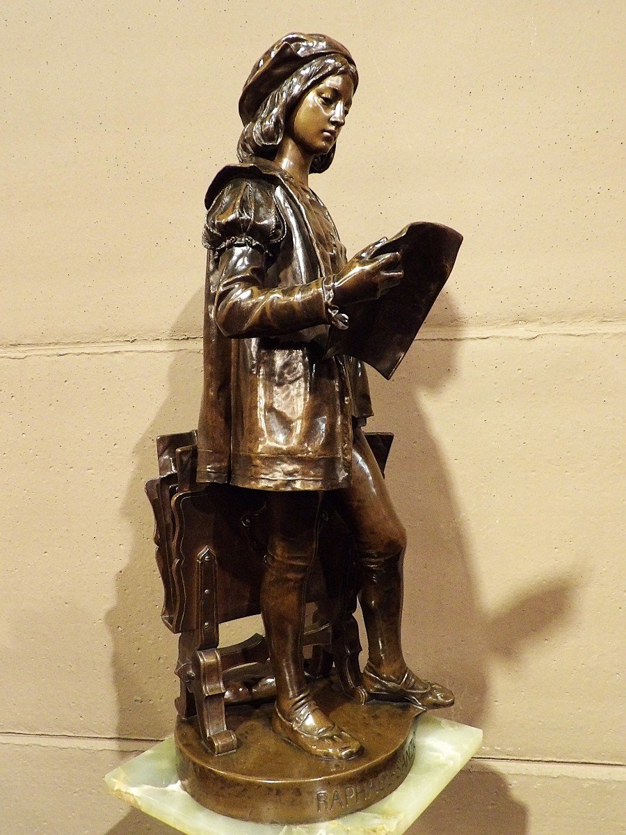 EUGENE-ANTOINE AIZELIN – Sculpture en bronze "Raphaël Sanzio"-photo-2