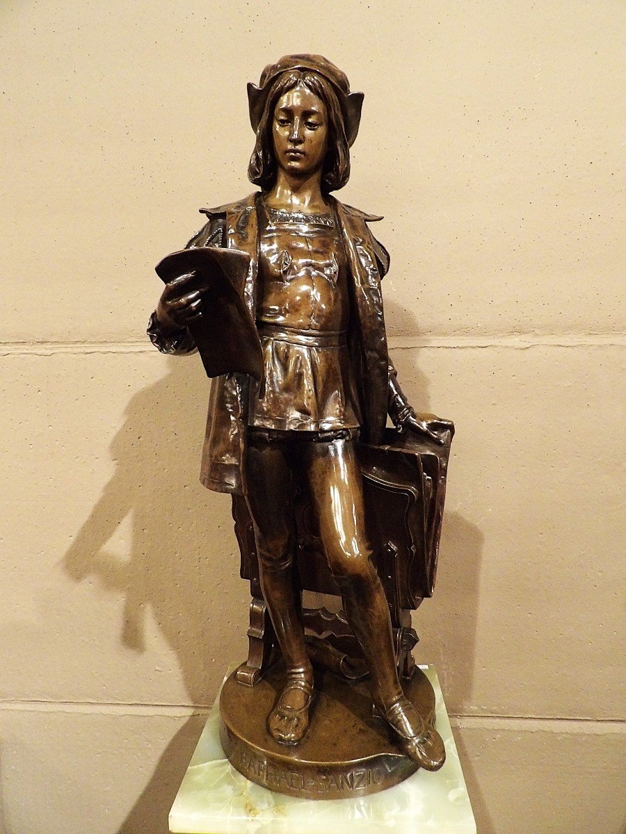 EUGENE-ANTOINE AIZELIN – Sculpture en bronze "Raphaël Sanzio"