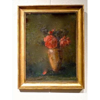 Flowers In A Vase Nineteenth Lyonnaise School - Unsigned