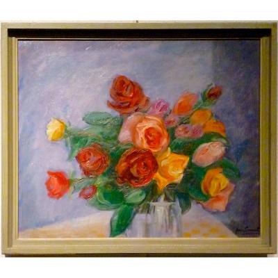 Roses en bouquet par JEAN PERRET (1910-2003)