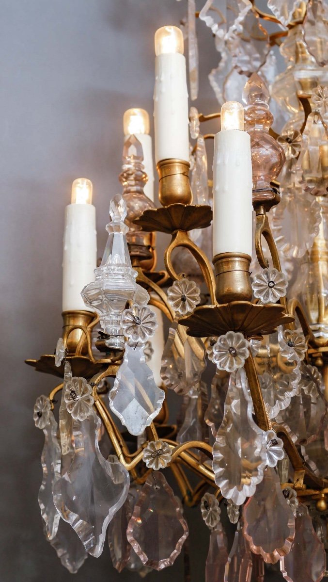 Crystal And Bronze Chandelier Circa 1840/1860-photo-2