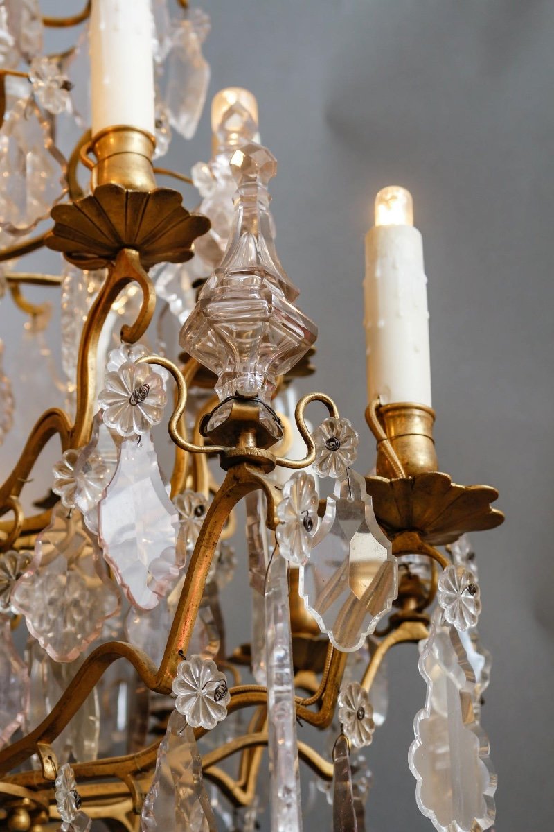 Crystal And Bronze Chandelier Circa 1840/1860-photo-3