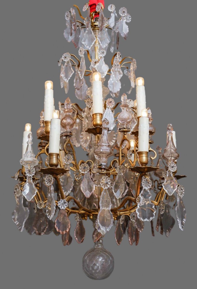 Crystal And Bronze Chandelier Circa 1840/1860-photo-2