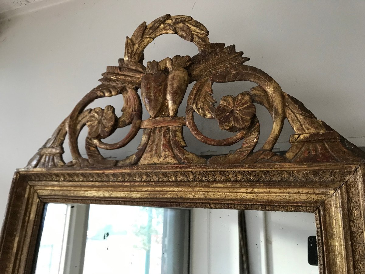 Miroir En Bois Doré Louis XVI-photo-2