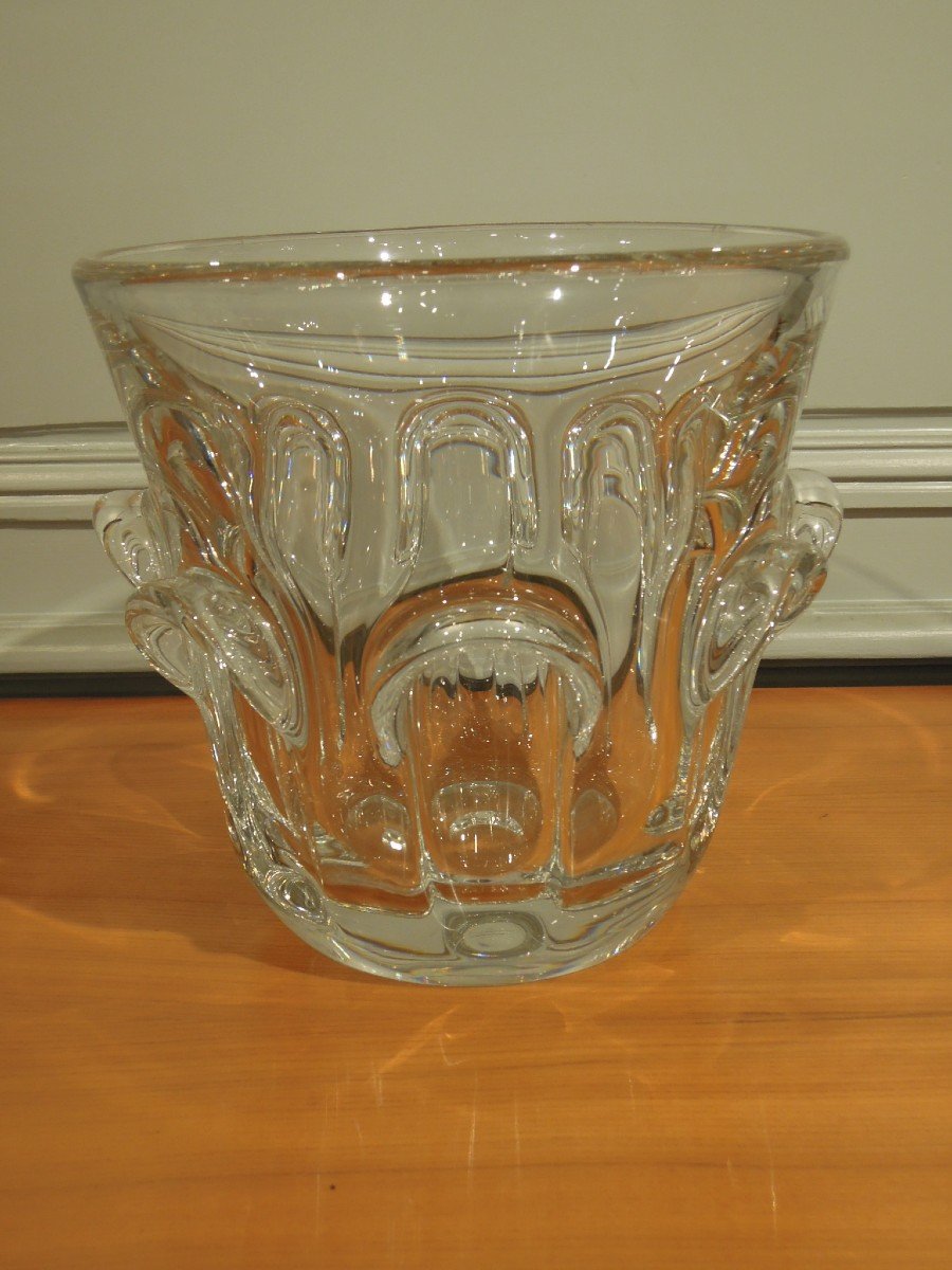 Large Val Saint Lambert Crystal Champagne Bucket Or Vase By Antonio & Guido Bon-photo-3