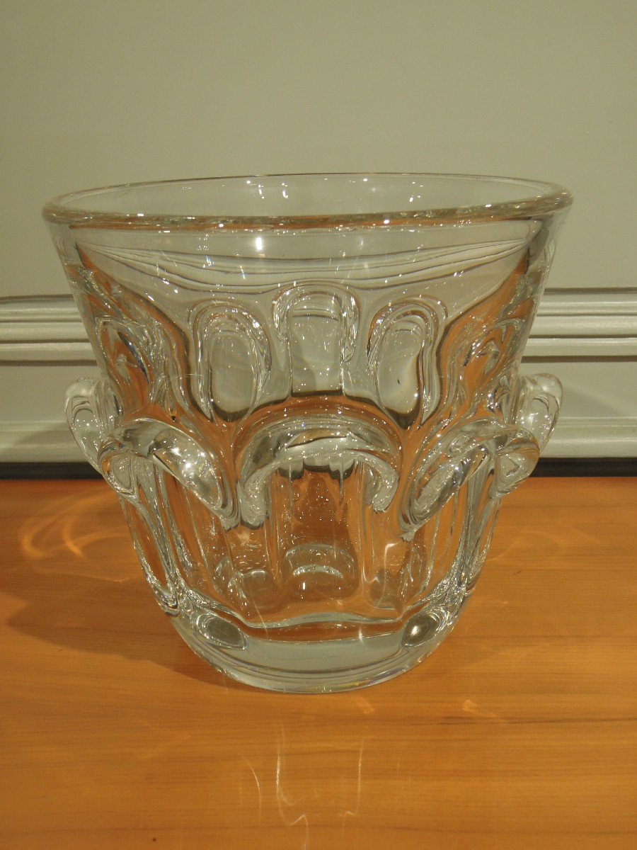 Large Val Saint Lambert Crystal Champagne Bucket Or Vase By Antonio & Guido Bon-photo-4