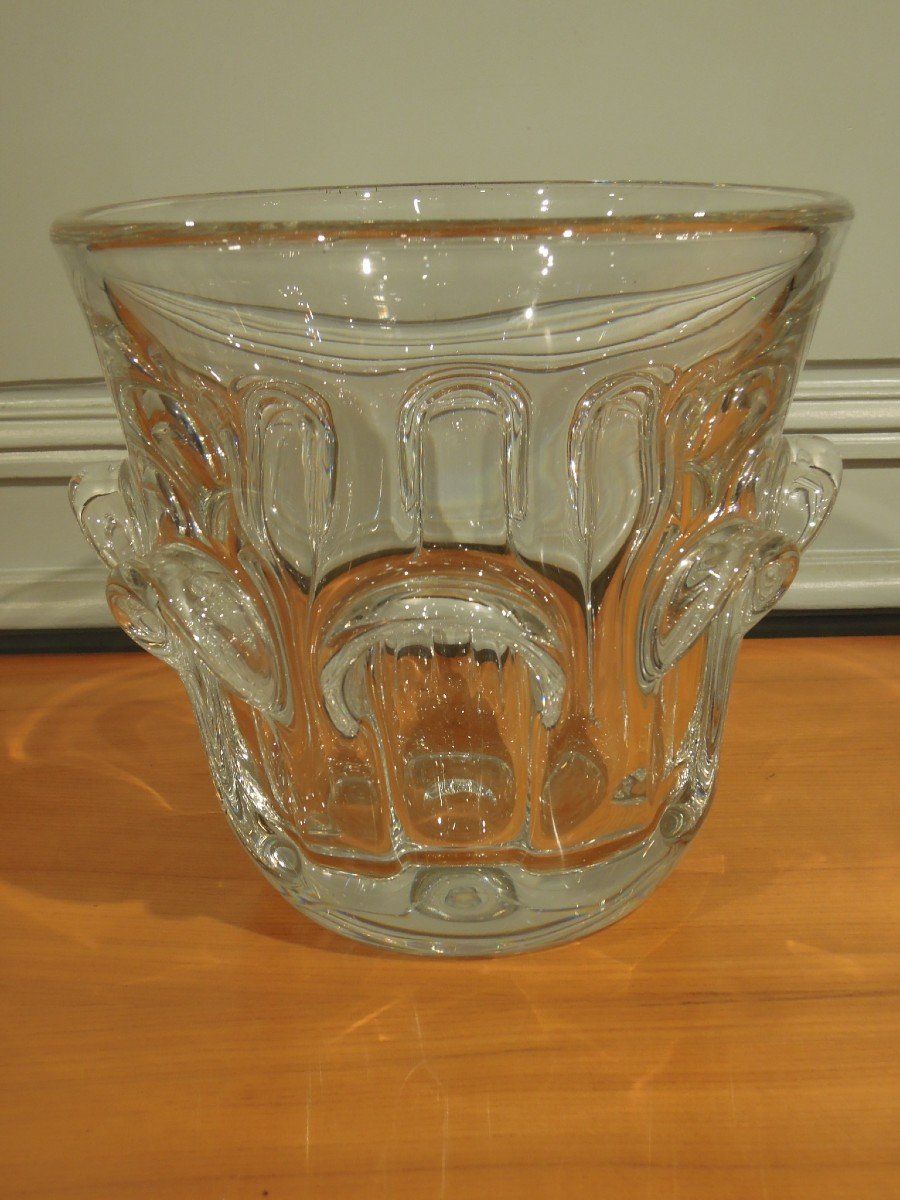 Large Val Saint Lambert Crystal Champagne Bucket Or Vase By Antonio & Guido Bon-photo-1