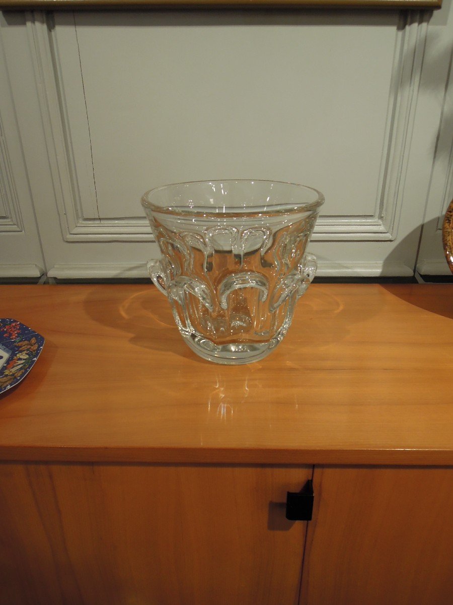 Large Val Saint Lambert Crystal Champagne Bucket Or Vase By Antonio & Guido Bon