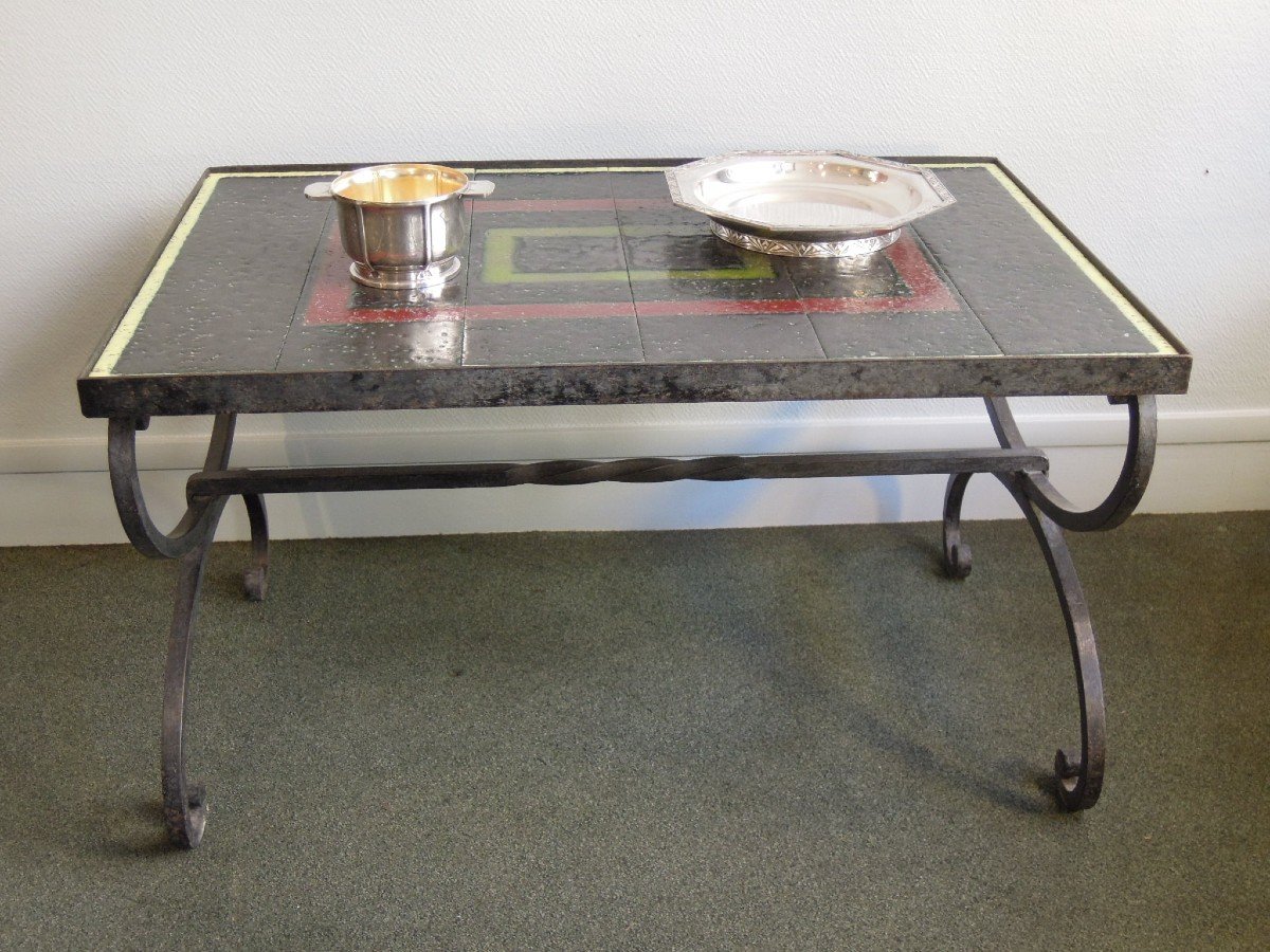 Enamelled Lava Coffee Table Attributed To Jacques Adnet