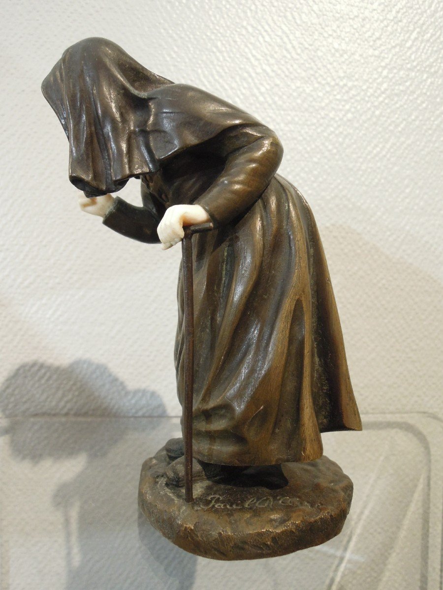 Chryselephantine Signed By Paul d'Aire (act. 1890-1910): The Old Woman Or The Witch-photo-1