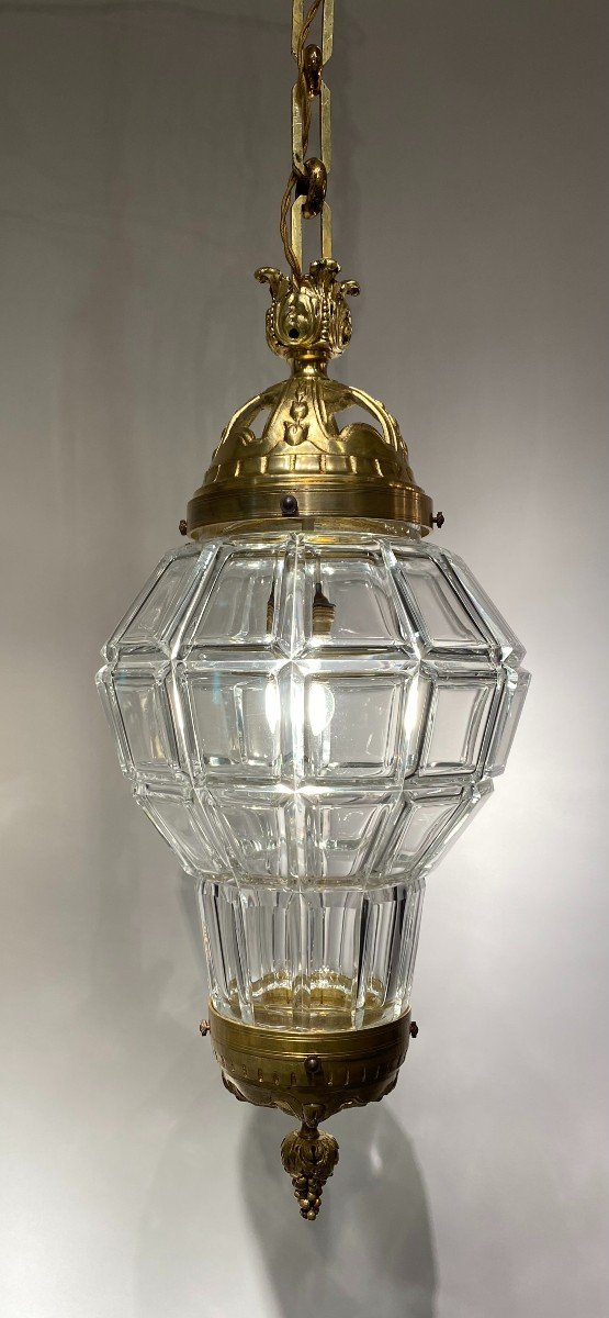 Bronze Lantern, Faceted Crystal-photo-2