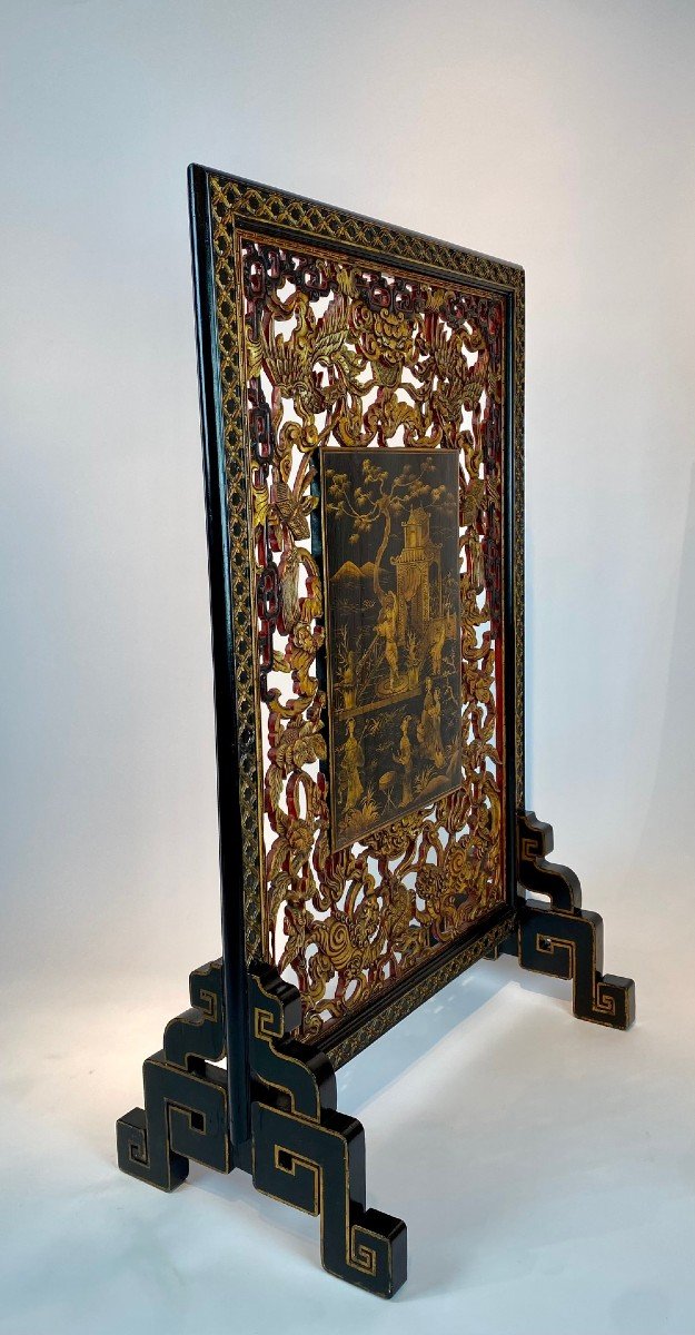 Wooden Firewall, Chinese Work From The End Of The 19th Century-photo-6