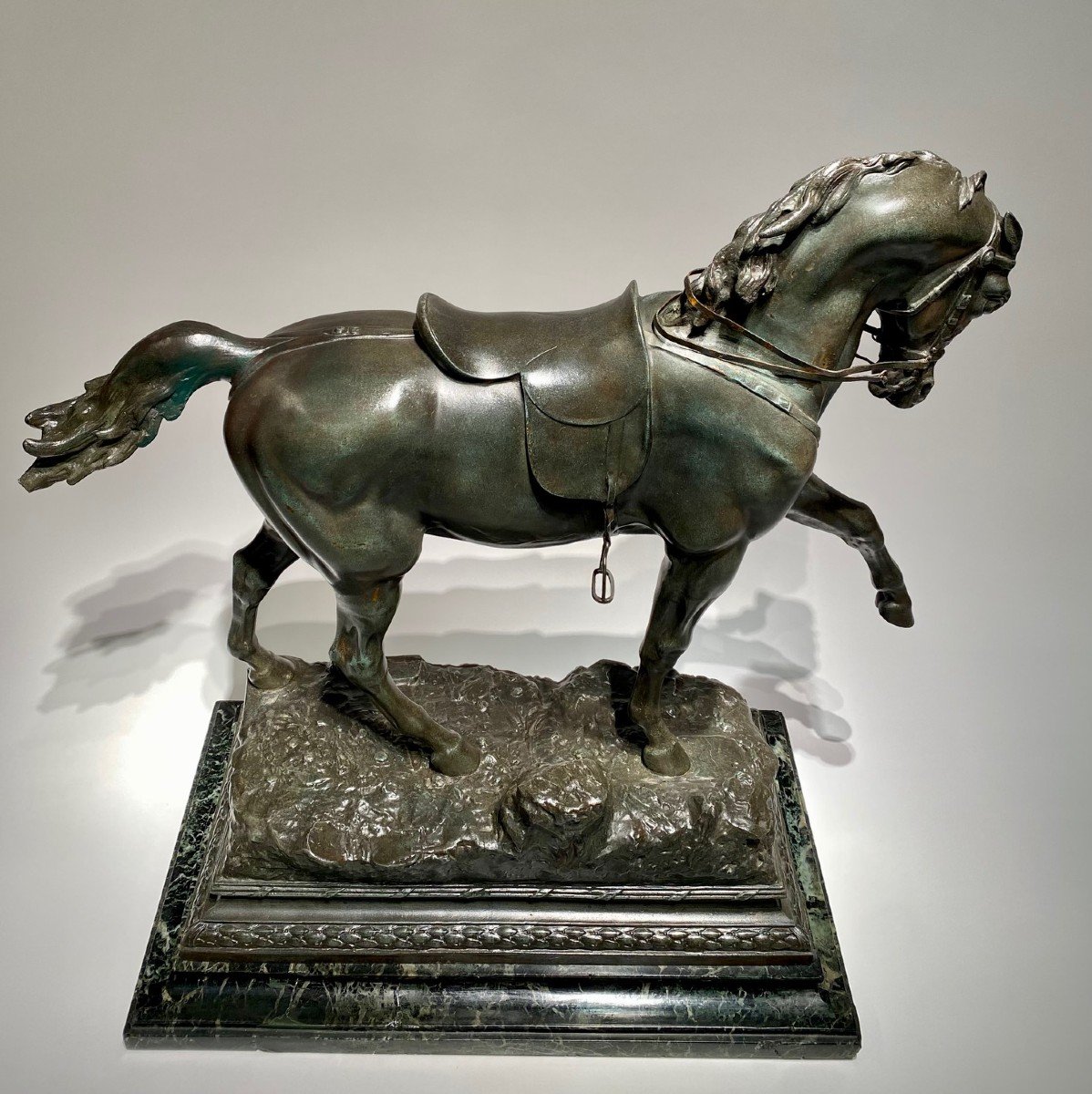 A Large Horse Sculpture On A Marble Base By Emile Picault.-photo-7