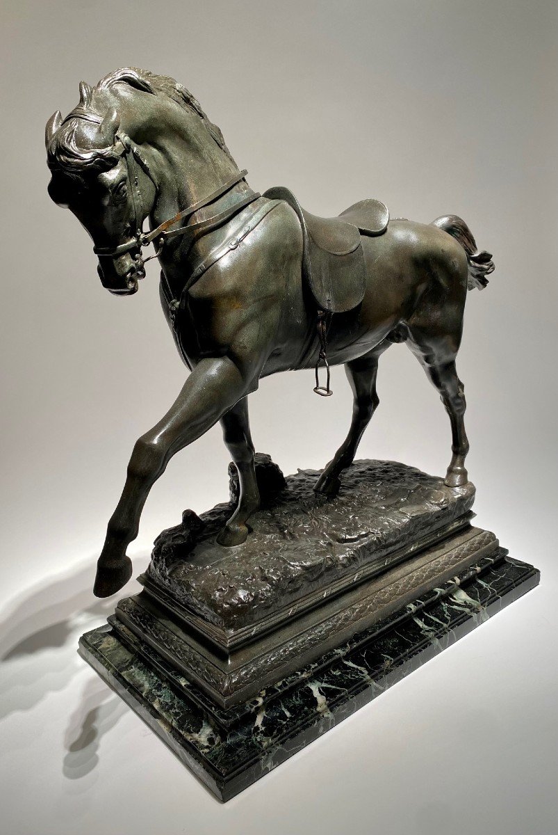 A Large Horse Sculpture On A Marble Base By Emile Picault.-photo-8