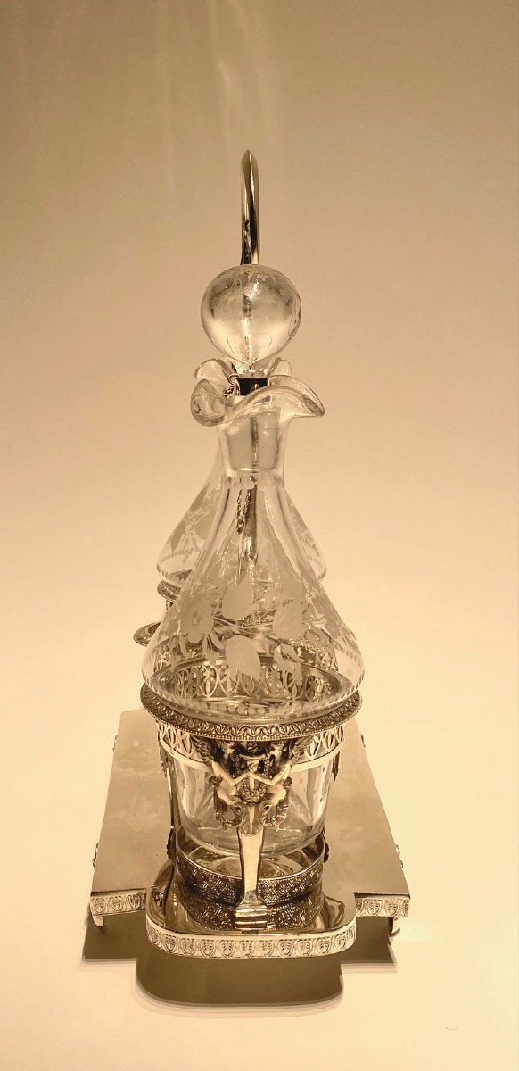 Empire Menage In Silver And Cut Glass For Oil And Vinegar-photo-6