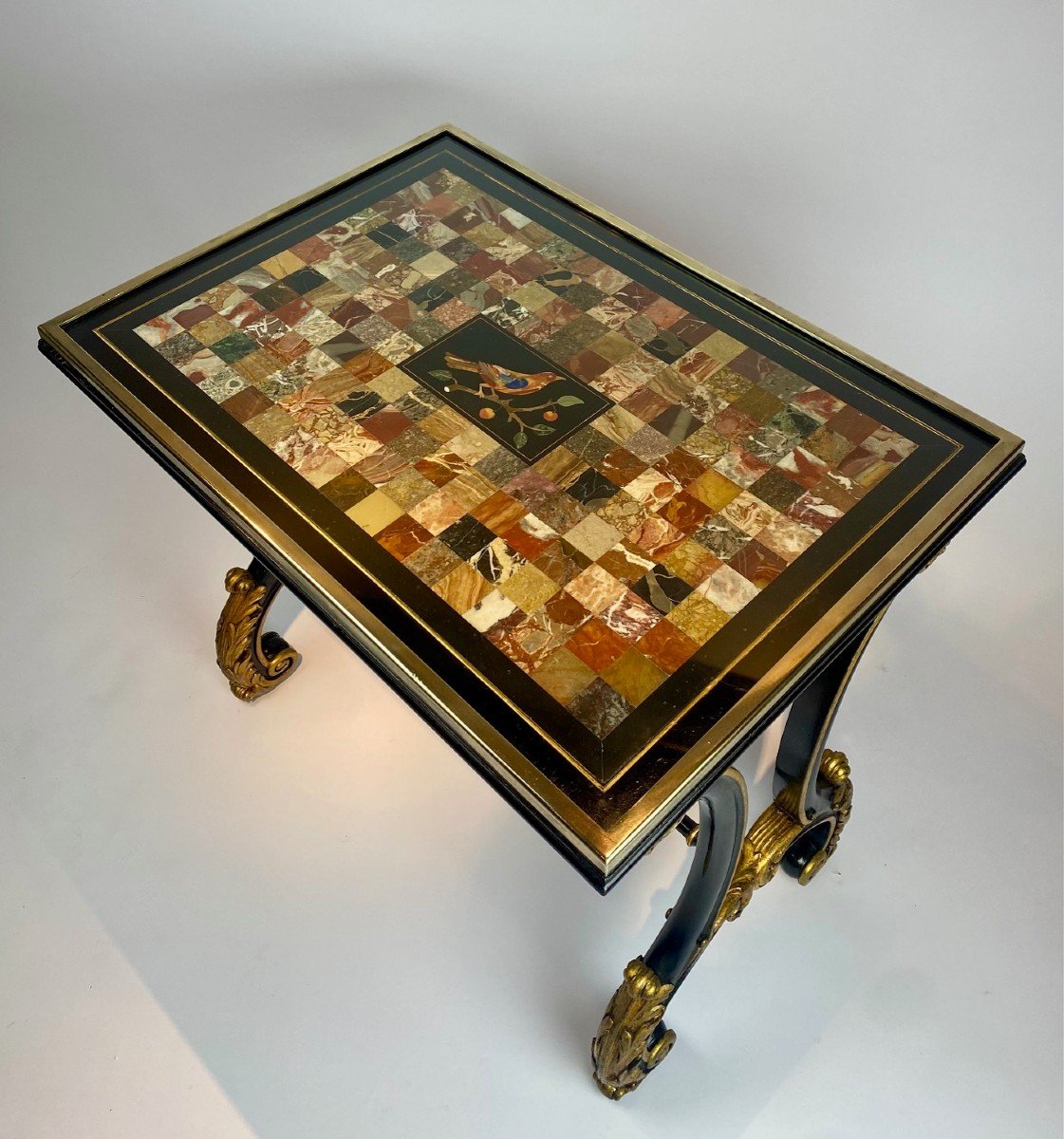 A Beautiful Italian Table With Pietra Dura Marble Top And Specimen.-photo-4