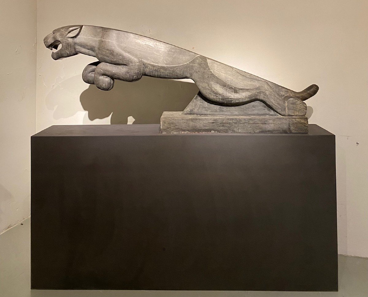 Proantic: Impressive Art Deco Stone Jaguar, Mid-20th Century