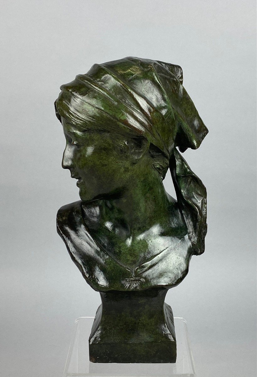 Sculpture - Bustede Jeune Fille En Bronze , Par Alphonse Van Beurden (1854 -1938)-photo-3