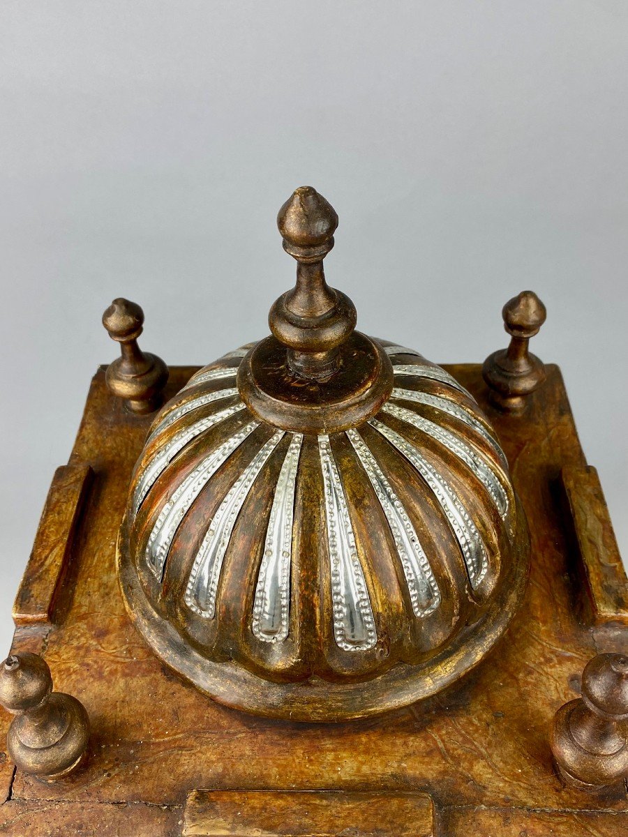 A Tabernacle From The Early 18th Century In Polychromed Wood And Solid Silver.-photo-8